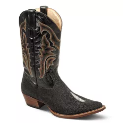 Bota Texana Masculina Exótica Couro Arraia Preto e Dallas Preto - Silverado Bota... - SILVERADO BOTAS