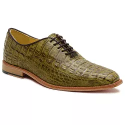 Sapato Exótico Masculino Couro Jacaré Verde Musgo Classic - Silverado Botas - 11... - SILVERADO BOTAS
