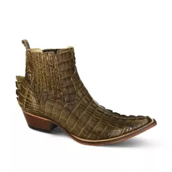Botina Exótica Masculina Couro Jacaré Verde Musgo - Silverado Botas - 2871-6 - SILVERADO BOTAS