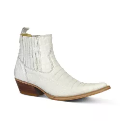 Botina Exótica Masculina Couro Jacaré Branco - Silverado Botas - 2871-4 - SILVERADO BOTAS