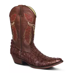 Bota Texana Exótica Masculina Couro Jacaré Tabaco e Fóssil Café - Silverado Bota... - SILVERADO BOTAS