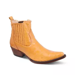 Botina Exótica Masculina Couro Avestruz Barriga Whisky - Silverado Botas - 2871-... - SILVERADO BOTAS