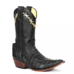 Bota Texana Exótica Masculina Couro Jacaré Preto e Floater Preto - Silverado Bot... - SILVERADO BOTAS