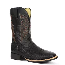 Bota Texana Exótica Masculina Couro Jacaré Preto e Dallas Preto - Silverado Bota... - SILVERADO BOTAS