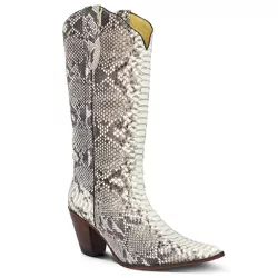 Bota Texana Exótica Feminina Couro Pithon Natural - Silverado Botas - 2247-4 - SILVERADO BOTAS