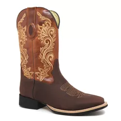 Bota Texana Masculina Couro Crazy Horse Café e Dallas Castor - Silverado Botas -... - SILVERADO BOTAS