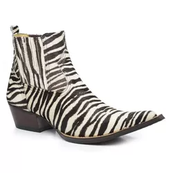 Botina Masculina Couro Estampado Tigre Branco - Silverado Botas - 2871-38 - SILVERADO BOTAS
