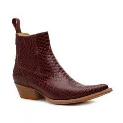 Botina Masculina Couro Anaconda Vinho - Silverado Botas - 2871-32 - SILVERADO BOTAS