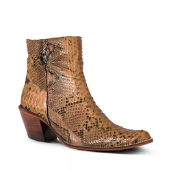 Botina Feminina Exótica Couro Pithon Tabaco - Silverado Botas - 2259-4 - SILVERADO BOTAS