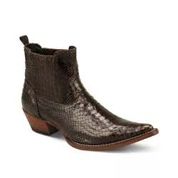 Botina Exótica Masculina Couro Pithon Café - Silverado Botas - 2871-21 - SILVERADO BOTAS
