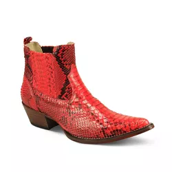 Botina Exótica Masculina Couro Pithon Vermelho - Silverado Botas - 2871-18 - SILVERADO BOTAS