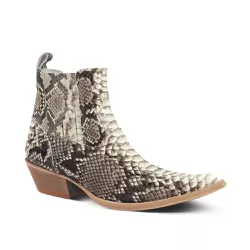 Botina Exótica Masculina Couro Pithon Natural Cinza - Silverado Botas - 2871-20 - SILVERADO BOTAS