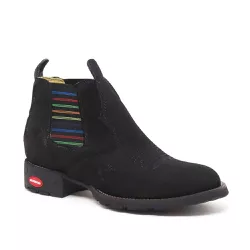 Botina Infantil Couro Nobuck Preto Com Elastico Colorido - Silverado Botas - 308... - SILVERADO BOTAS