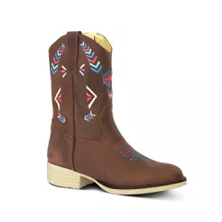 Bota Texana Infantil Couro Crazy Horse Café - Silverado Botas - 69847i - SILVERADO BOTAS