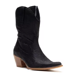 Bota Texana Feminina Couro Brilhante Preto - Silverado Botas - 2207 - lisa - SILVERADO BOTAS