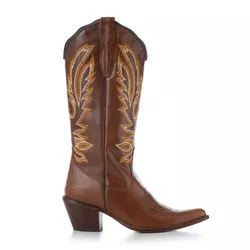 Bota Texana Feminina Couro Dallas Pinhao - Silverado Botas - 22468 - SILVERADO BOTAS