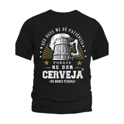 Camiseta Preta Estampa Frente Deus me de Paciencia... - Atacado Leandrinho