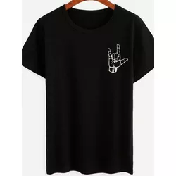 Camiseta Estampada Frente Rock N Roll Hand Sign - ... - Atacado Leandrinho