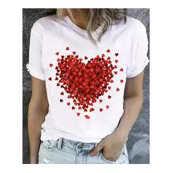 Camiseta Feminina Estampa De Coração Amor Roupas G... - Atacado Leandrinho