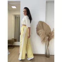 Calça Wide Track Pants- Amarela - THAIS VENTURA