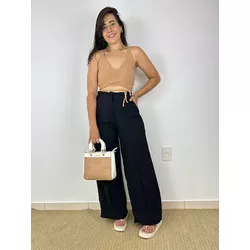 Calça pantalona Duna -Preta - THAIS VENTURA