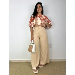 Calça pantalona Duna Nude - THAIS VENTURA
