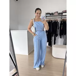 Conjunto Alfaiataria - Cropped e calça -Azul - THAIS VENTURA