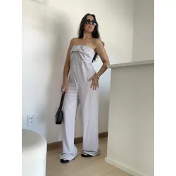 Macacão Alfaiataria Valentina- Cinza - THAIS VENTURA