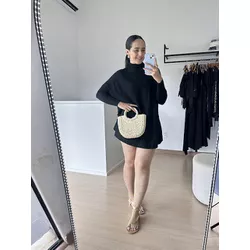 Vestido Feminino Poncho Modal- Preto - THAIS VENTURA