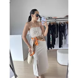 Vestido Gisele Midi- Areia - THAIS VENTURA