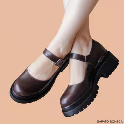 SAPATO BONECA MARY JANE CAFÉ - TRINTEE