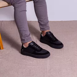 Tênis Casual Masculino Vancouver em Couro Preto Ca... - VANCOUVER