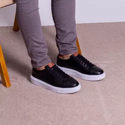 Tênis Casual Masculino Vancouver em Couro Preto So... - VANCOUVER