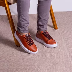 Tênis Casual Masculino Vancouver em Couro Whisky S... - VANCOUVER
