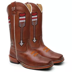 Bota Texana Masculina Bordado Flexa Country em Cou... - Via Horse Boots