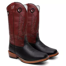 Bota Texana Masculina Country Couro Bovino Bico Qu... - Via Horse Boots
