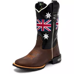 Bota Texana Masculina Bandeira UK Country em Couro... - Via Horse Boots
