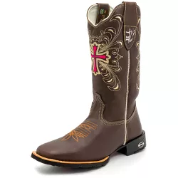 Bota Texana Feminina Country em Couro Legítimo Bic... - Via Horse Boots