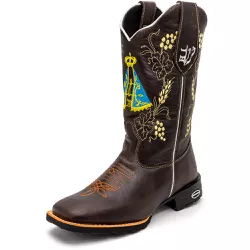 Bota Texana Masculina Bordado Nossa Senhora countr... - Via Horse Boots