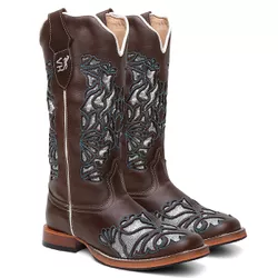 Bota Texana Feminina Laser e Glitter country em Co... - Via Horse Boots