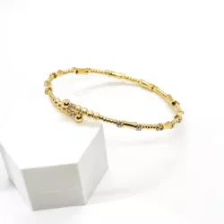Bracelete Mini Bolinhas e Zircônias Banhado a Ouro - Vila das Pratas e Semijoias 