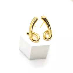 Brinco Minimal Curves Banhado a Ouro - Vila das Pratas e Semijoias 