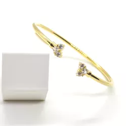 Bracelete Coração Cristal Banhado a Ouro - Vila das Pratas e Semijoias 