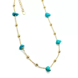 Corrente Choker Boho Azul Banhada a Ouro - Vila das Pratas e Semijoias 