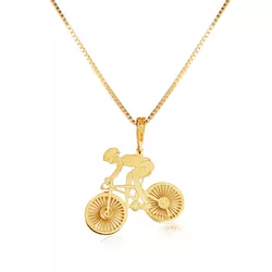 Pingente Grande todo trabalhado em Ouro 18k de Ciclista - P-103 - VIU GOLD