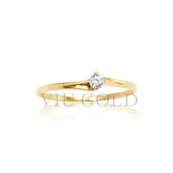 Anel solitário em ouro 18k amarelo com Diamante sintético - AN-033 - VIU GOLD