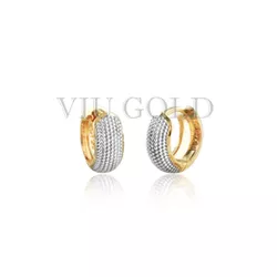 Brinco argola pequena em ouro 18k amarelo e branco - B-081 - VIU GOLD