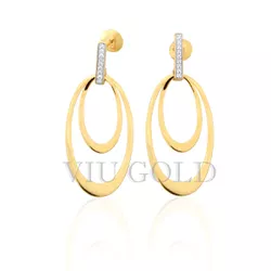 Brinco Argolas em ouro 18k amarelo e branco nas garras com Diamantes ... - VIU GOLD