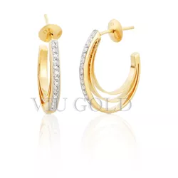 Brinco em ouro 18k amarelo e branco com Diamantes - B-071 - VIU GOLD