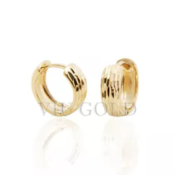 Brinco argola de trava em ouro 18k amarelo todo trabalhado - B-051 - VIU GOLD